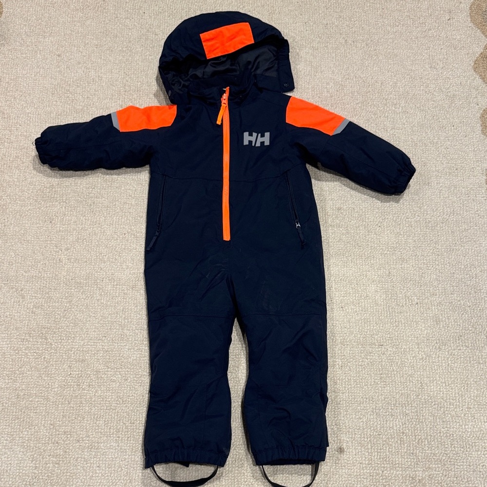 Helly Hansen Dark Blue and Bright Orange Snowsuit. Perfect for the winter!